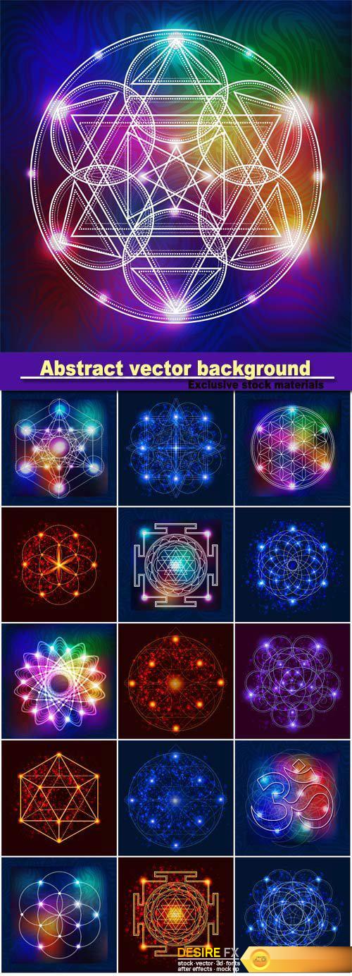 Abstract vector background with consecrated symbols of sacred geometry