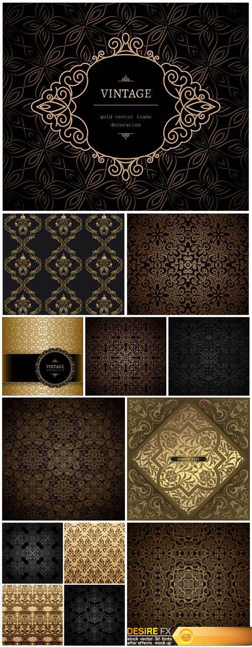 Dark decorative vintage background, seamless texture patterns vector