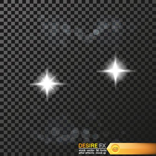 Vector rectangle frame with golden stars on the transparency background, sparkles golden symbols, star glitter, stellar flare, shining reflections