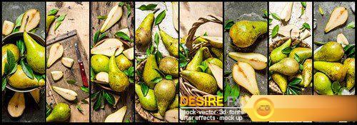 Food collage of mushrooms and fresh pears #9 5X JPEG