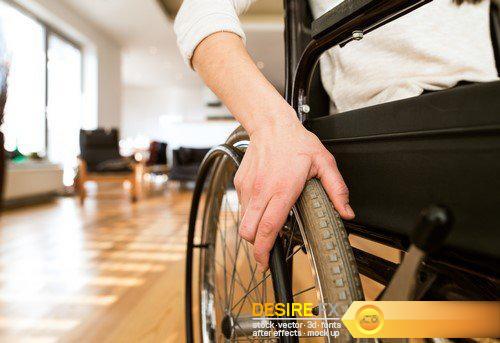 Disabled senior woman in wheelchair  9X JPEG