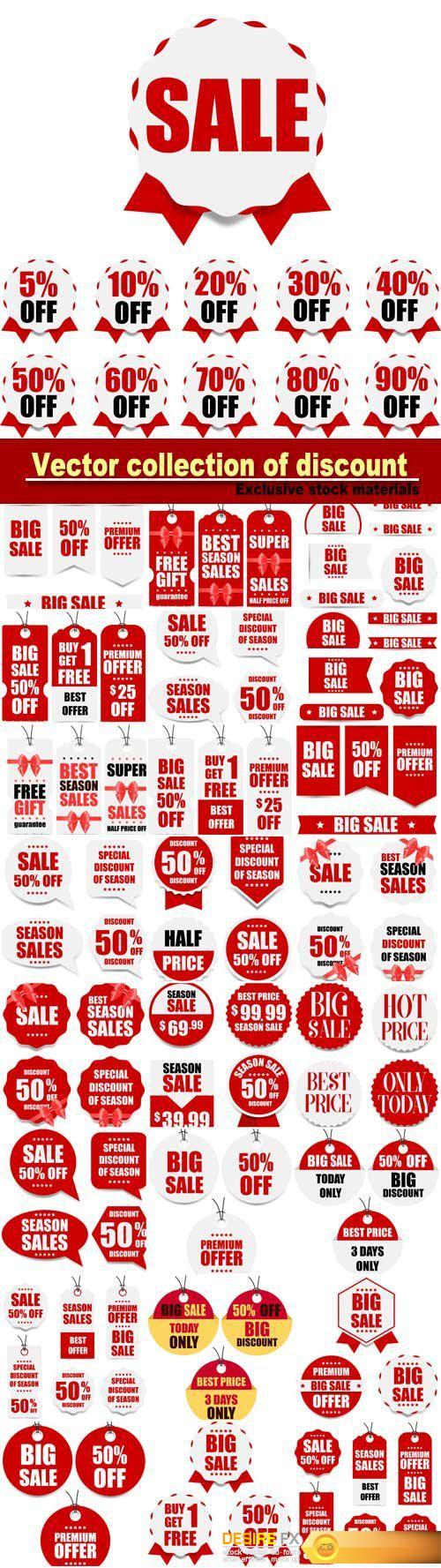 Vector collection of discount, banners and stickers