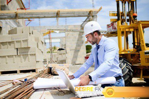 Man architect on a building industry construction site 5X JPEG