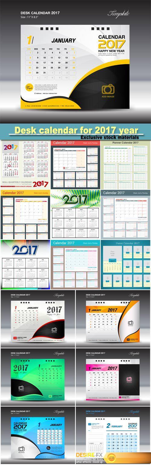 Desk calendar for 2017 year