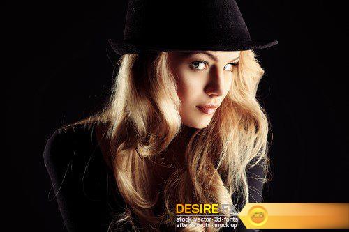 Attractive young woman with blond hair wearing hat 11X JPEG