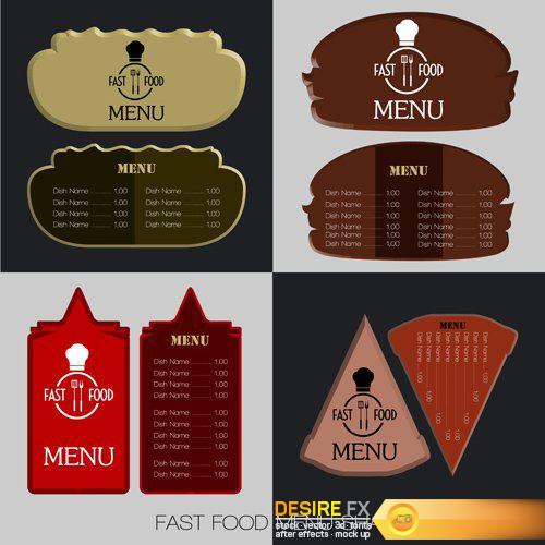 Set of colored menu designs, vector illustration