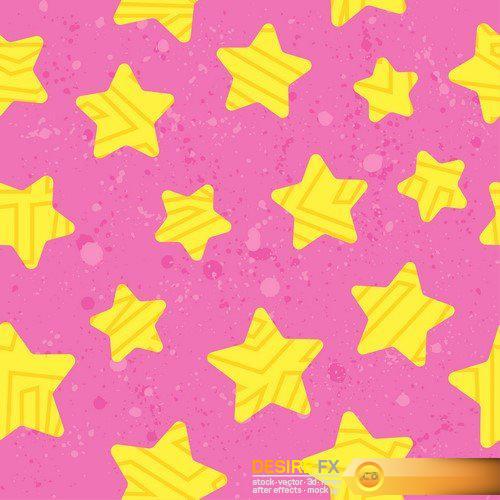 Abstract seamless pattern with stars and hearts 10X EPS