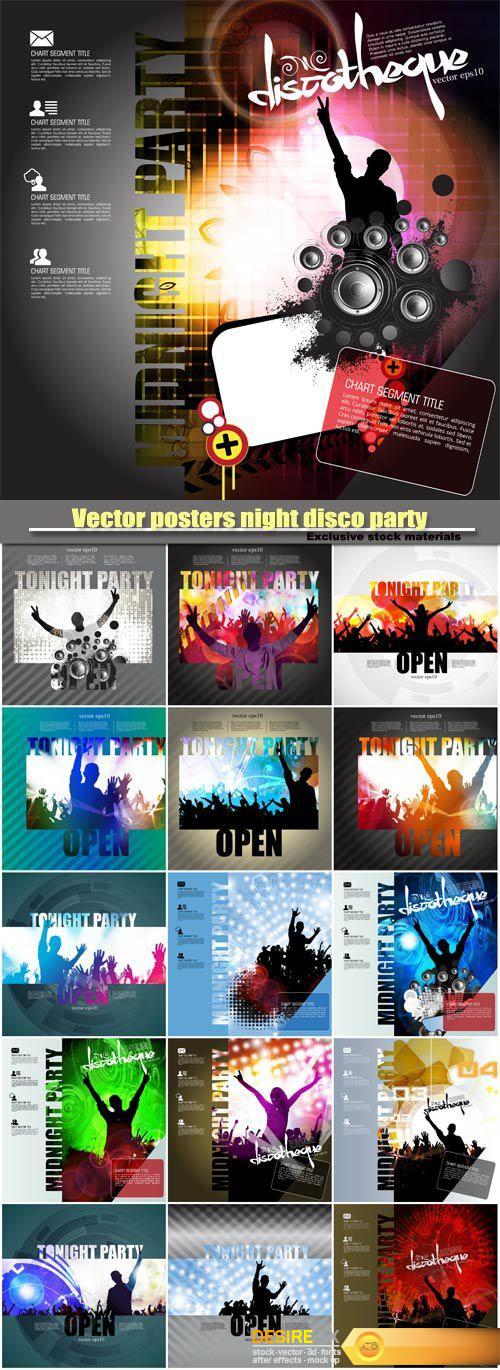 Vector posters night disco party