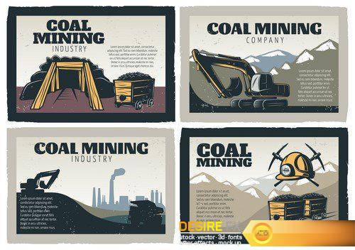 Mining industry emblem design 3X EPS