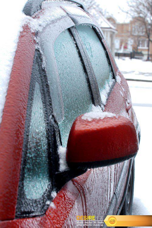 Rain with snow covered car window 7X JPEG