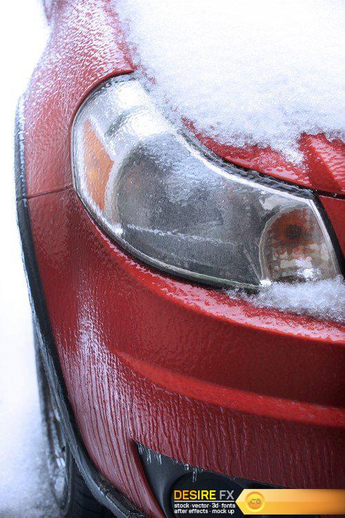 Rain with snow covered car window 7X JPEG