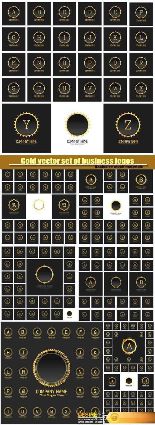 Gold vector set of business logos