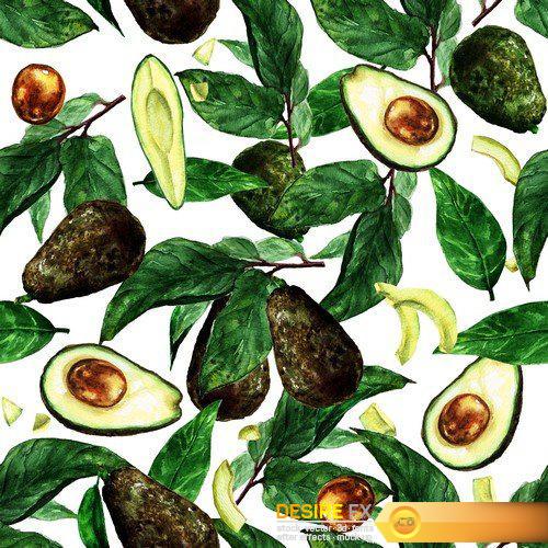Seamless pattern brussels sprouts and avocado 10X JPEG
