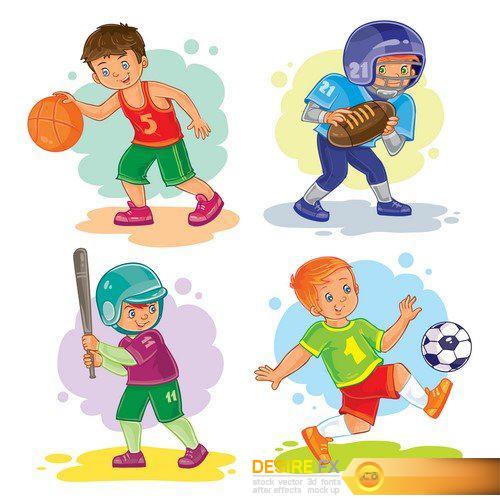 Set of vector icons of small children  11X EPS