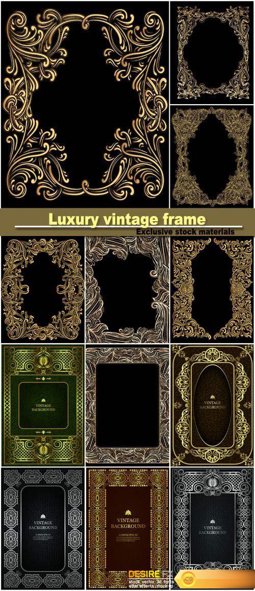 Vector luxury vintage border in the baroque style with gold floral pattern frame