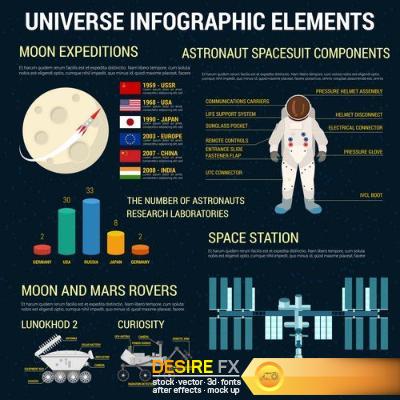Space vector infographics, 15 x EPS