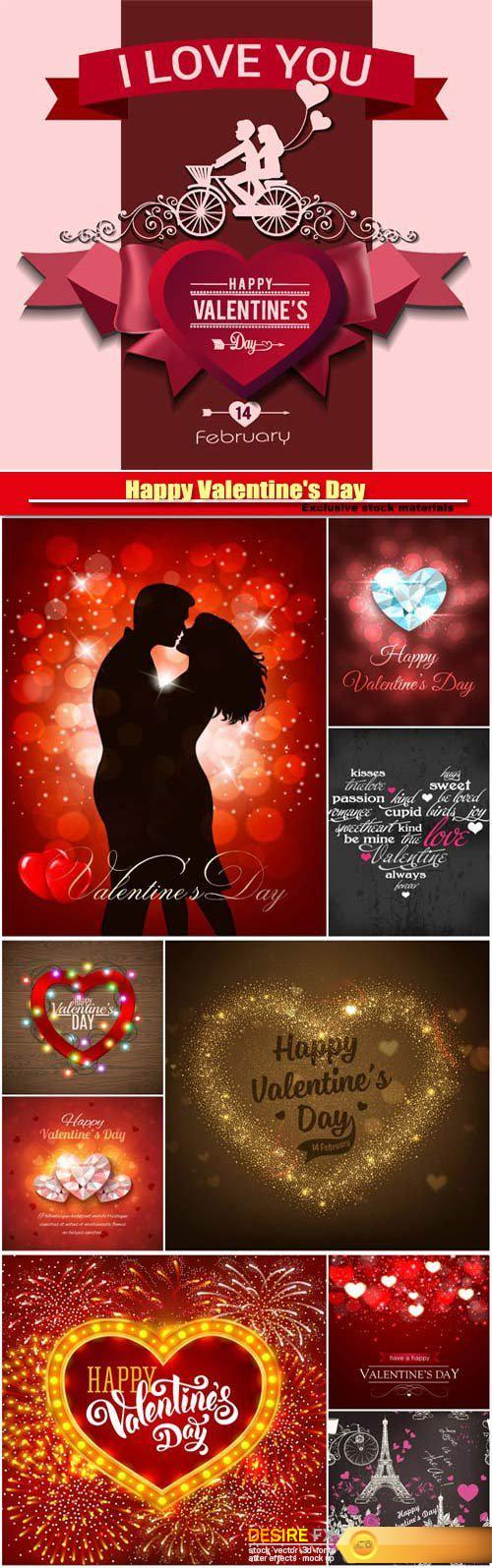 Happy Valentines Day vector, red hearts, romance, love