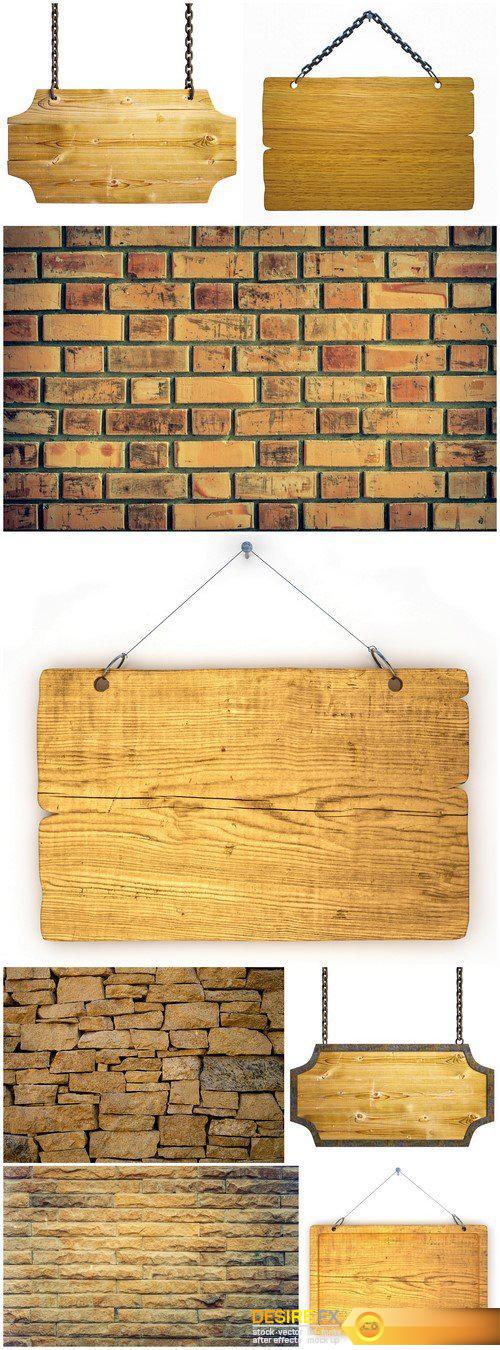 Brick wall and Wooden sign 8X JPEG