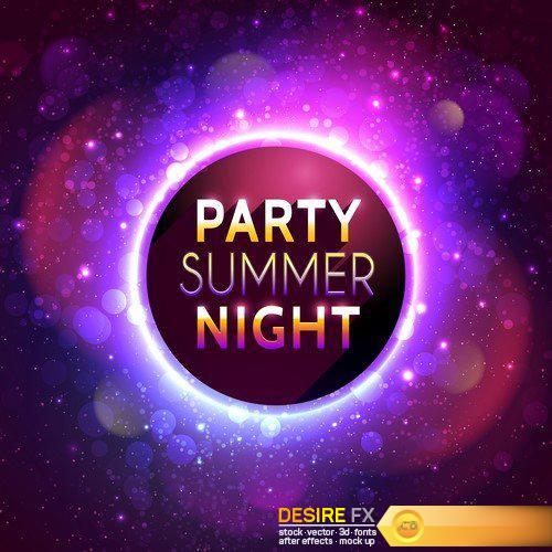 Bright background, flyer template for summer night party 8X JPEG