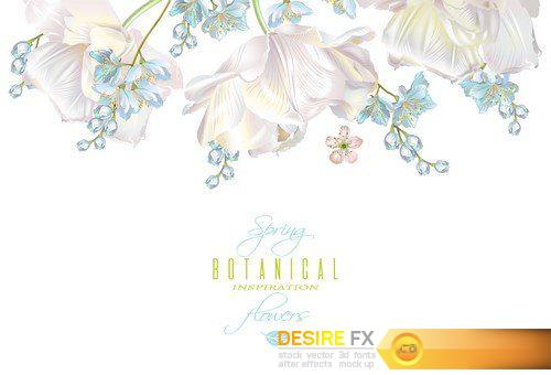 Vector spring flower banners with white tulips 5X EPS