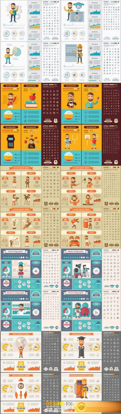 Flat Design Infographic Template 3 - Set of 20xEPS Professional Vector Stock