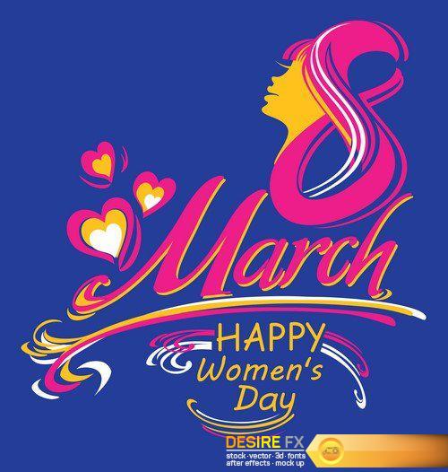 March 8 - Women's Day Bright vector card design 12X EPS