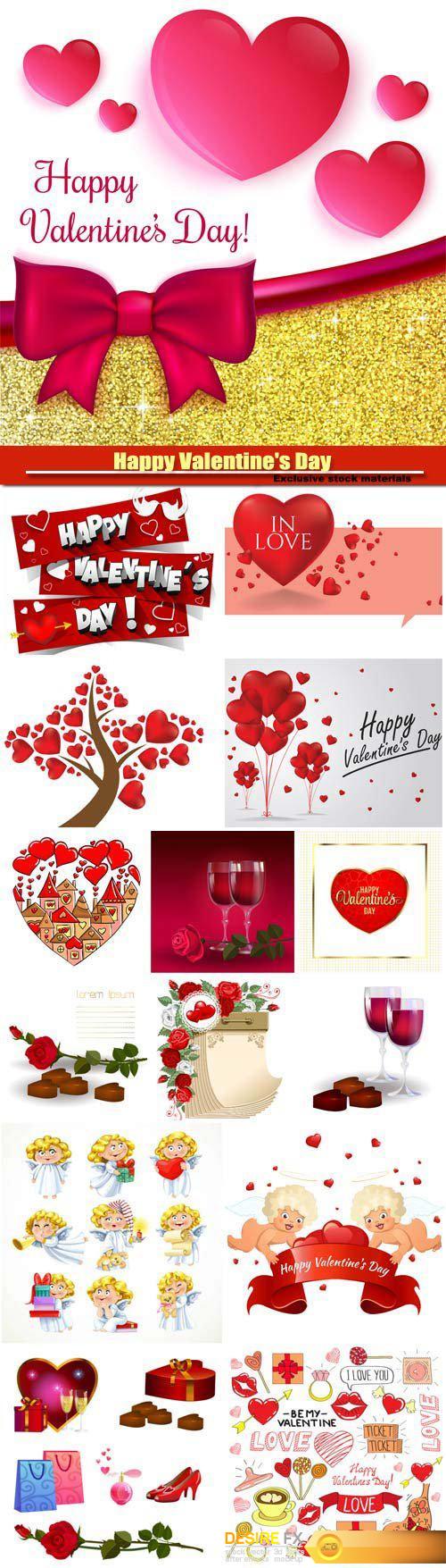 Happy Valentine's Day vector, hearts, romance, love #11
