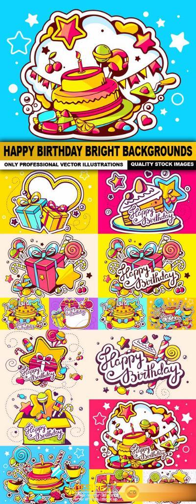 Happy Birthday Bright Backgrounds - 20 Vector