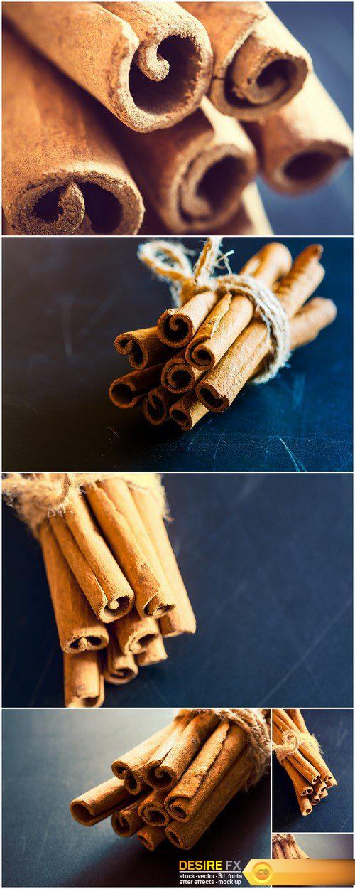 Bunch of cinnamon sticks on black background 6X JPEG