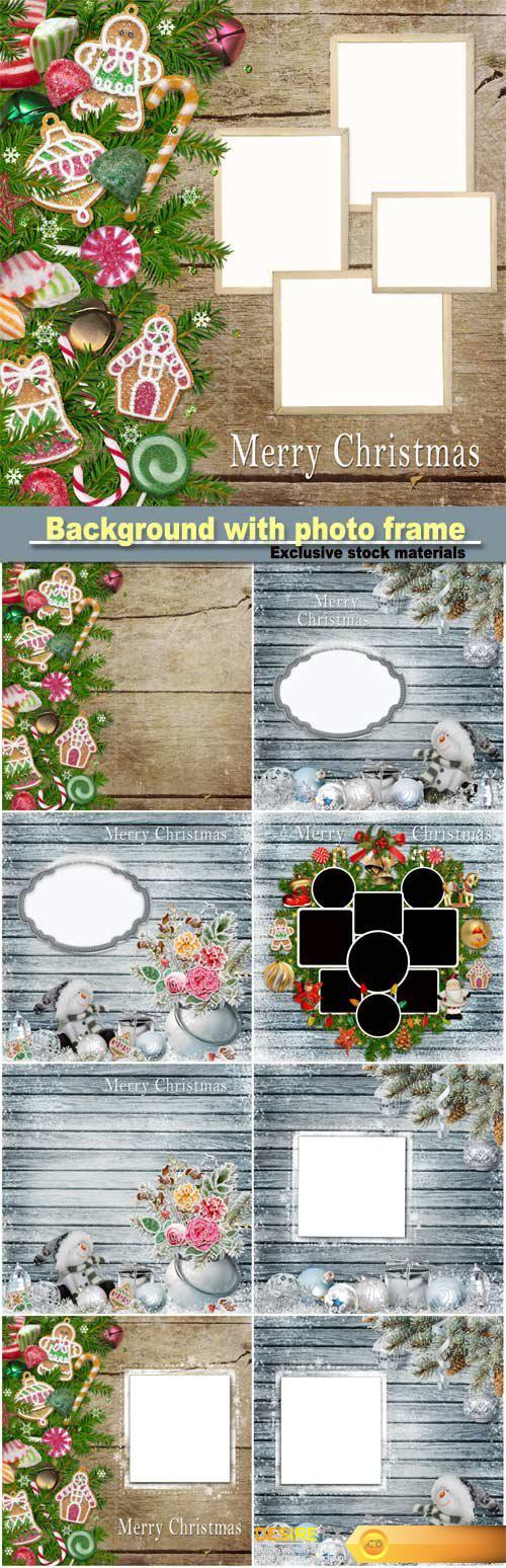 Christmas background with photo frame