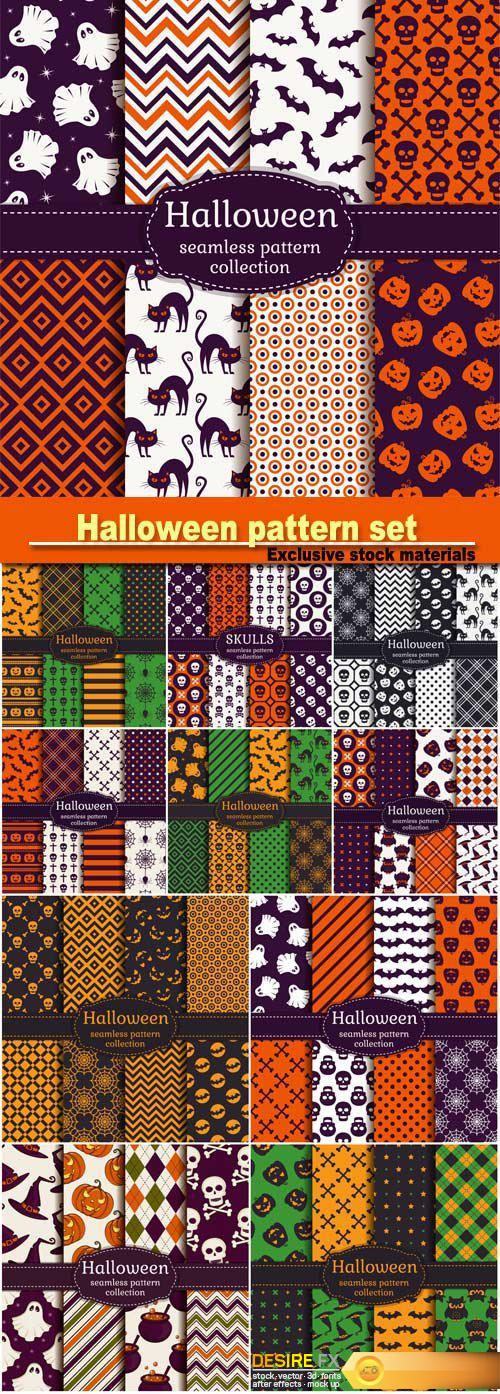 Halloween seamless patterns, vector set