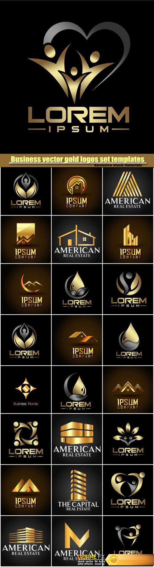 Business vector gold logos set templates