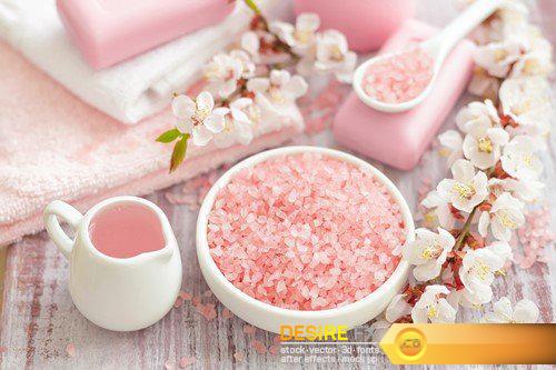 Spa background Soap candles and colored salt is 19X JPEG