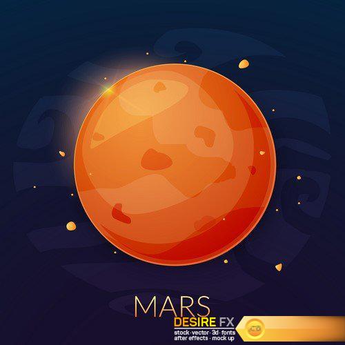 Icons of the planet of the solar system, vector illustration 11X EPS