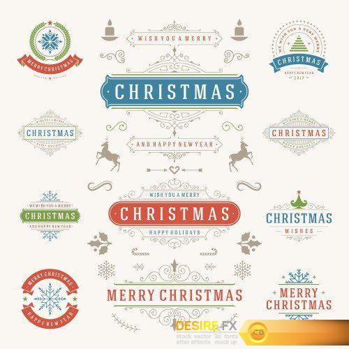 Collection of elegant christmas vector labels