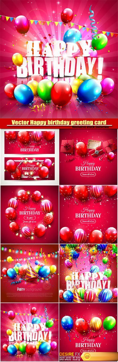 Vector Happy birthday greeting card