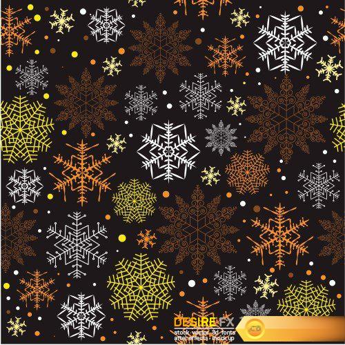 Christmas pattern collection, set with snowflakes line stile over color backgrounds, vector illustration