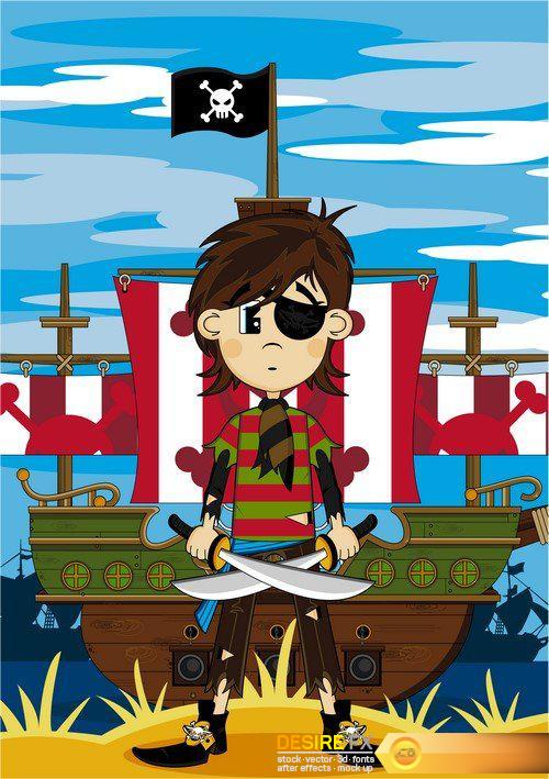 Captain Pirate and Ship 11X EPS