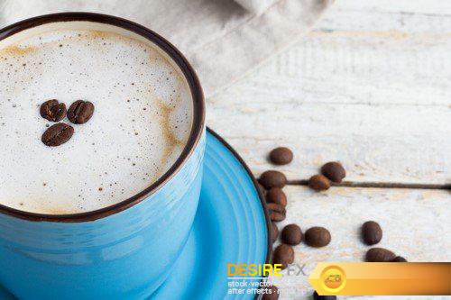 Coffee beans and coffee cup on a white background 9X JPEG