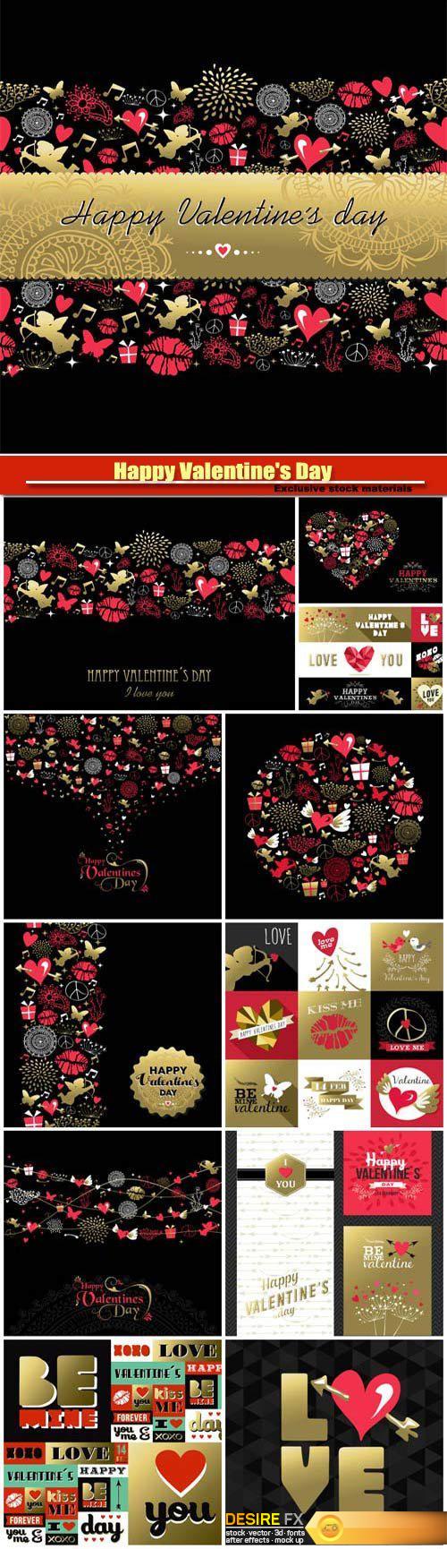 Happy Valentine's Day vector, hearts, romance, love