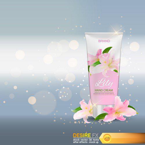 Hand Cream Template for Ads or Magazine Background 3D Vector Illustration 15X EPS