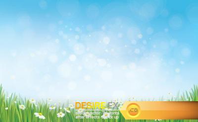 Spring background with daisies vector, 15 x EPS