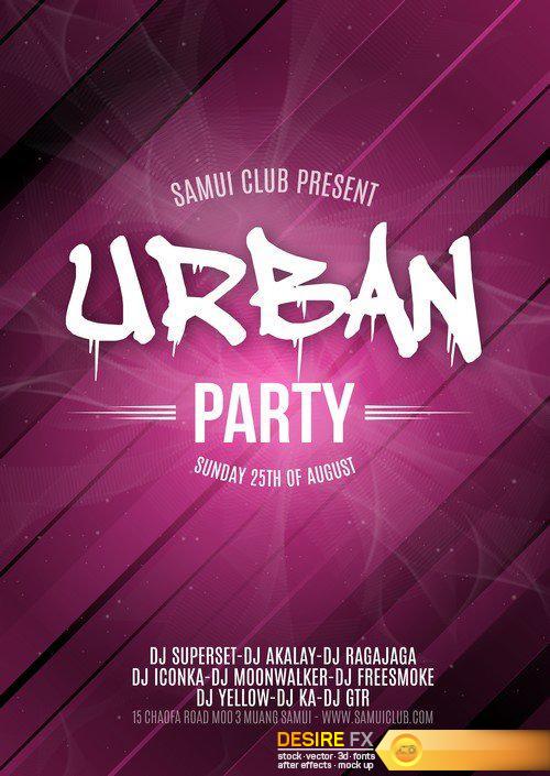 Urban Dance Party Poster Background Template - Vector Illustration #2 15X EPS