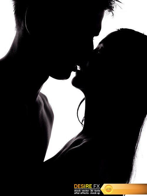 Young couple in love silhouettes 9X JPEG