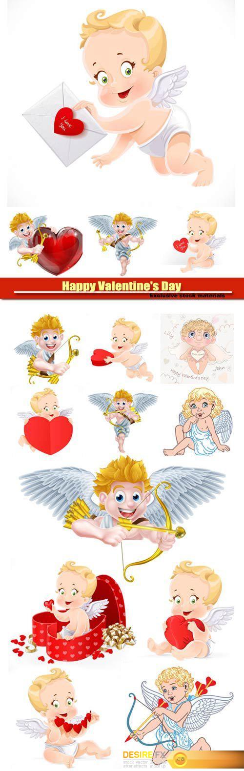 Happy Valentine's Day vector, hearts, romance, love, angels #7