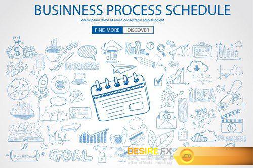 Business Process Schedule with Doodle design style 18X EPS