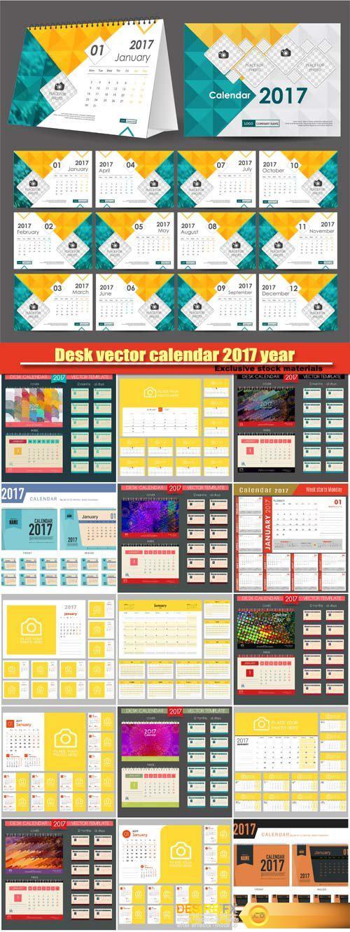 Calendar 2017 vector templates all months