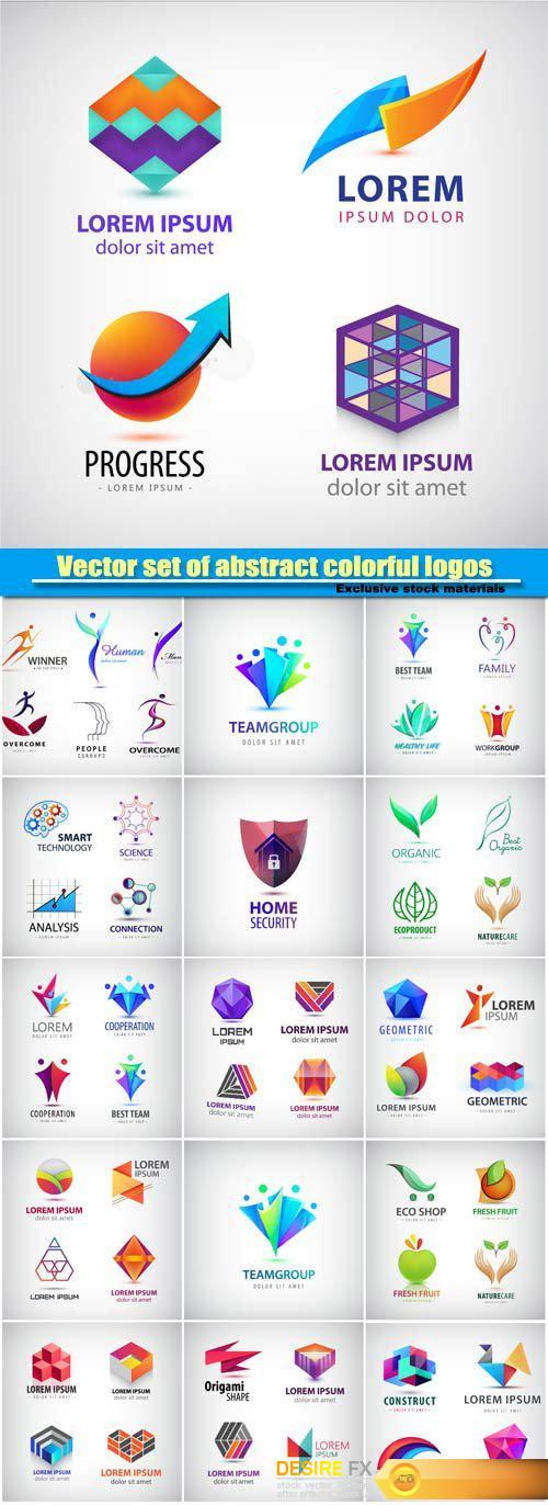 Vector set of abstract colorful logos, company icons