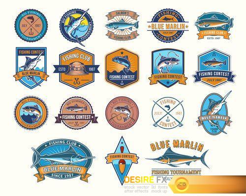 Set of vector icons on the theme of fishing  5X EPS