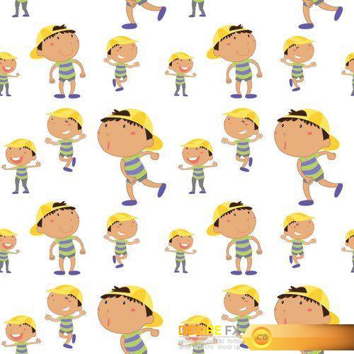 Seamless background with children 11X EPS
